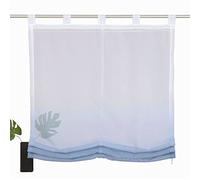 ANGEL BUD Tulle Roman Shade - sheer voile Roman Blinds Lifting Curtains With Loops - 1 Piece Panel - Window Cover for Bedroom, Bathroom, Kitchen - 80x150cm, Blue and white gradient