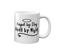 Angel by Day Devil by Night Halloween Mug - Ceramic Hot Cold Drinks Tea Coffee Cup Gift (Plain)