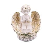 Angel Candle Holder Statue - Guardian Angel Wings Tealight Candle Holder with Heat Shaped Wings | Interior Figurine Memorial Gifts for Baptism of the i