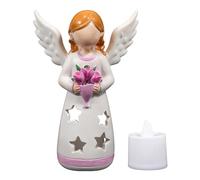 Angel Candle Light - Resin Candle Sculpture with LED Glow | Artistic Figure Lamp for Festive Atmosphere, Decorative Accent for Living Room, Christmas Decoration, Birthday and Celebration