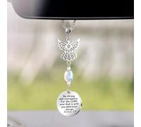Angel Car Charms Rear View Mirror Accessories Christian Car Jewelry,Guardian Angel Hanging Ornament,Bible Religious Gifts,Rear View Mirror Accessories for Women Teen Girls Friends(Joshua 1:9)