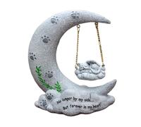 Angel Cat Moon Memorial Statue - Pet Tombstone Resin Sculpture for Loss of Cat, Bereavement Gift with Remembrance Symbol, Heaven Grave Marker for Outdoor Garden, 5.35x4.92x2.56 inches