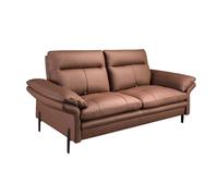 Angel Cerda Brown Leather 2-Seater Sofa And Dark Chromed Stainless Steel Legs