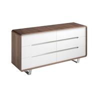 Angel Cerda 6-Drawer Chest Walnut Veneer, White MDF & Chrome Legs in Brown Angel Cerda Brown