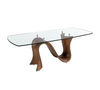 Angel Cerda Barrel-Shaped Oval Dining Table In Tempered Glass And Walnut