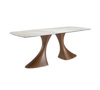 Angel Cerda Barrel-Shaped Oval Dining Table With Porcelain Marble And Walnut