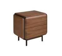 Angel Cerda Bedside Table In Walnut, Wenge And Brown Metal Steel