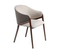 Angel Cerda Elegant Beige Fabric And Dark Mink Leatherette Dining Chair