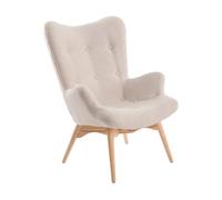 Angel Cerda Beige Fabric Armchair with Ash Wood Legs Angel Cerda Beige