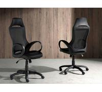Angel Cerda Black Fabric Swivel Office Chair Height-Adjustable Angel Cerda Black