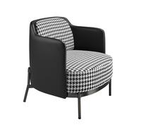 Angel Cerda Black & White Fabric Armchair with Leatherette Back Angel Cerda Multicolor