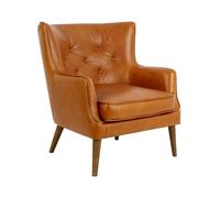 Angel Cerda Brown Leather Chester Armchair