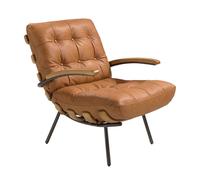 Angel Cerda Brown Cowhide Leather Armchair with Ash-Finish Frame Angel Cerda Brown