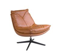 Angel Cerda Brown Cowhide Leather Swivel Armchair, Black Angel Cerda Brown