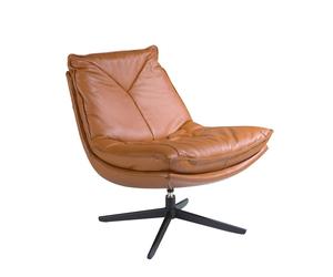 Angel Cerda Brown Cowhide Leather Swivel Armchair, Black Angel Cerda Brown