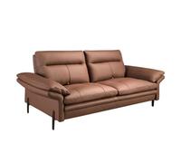 Angel Cerda Brown Leather 3-Seater Sofa And Dark Chromed Stainless Steel Legs