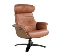 Angel Cerda Elegant Brown Leather Reclining Swivel Armchair For Ultimate Comfort