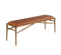 Angel Cerda Stylish Brown Leatherette Stool With Walnut Legs