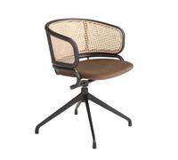 Angel Cerda Brown Velvet & Rattan Swivel Dining Chair Armrests Angel Cerda Brown