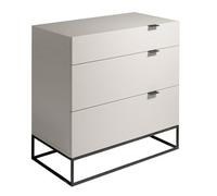 Angel Cerda Grey 3-Drawer Chest with Black Steel Legs 80x45x80 cm | Size: 80 x 45 x 80 cm Angel Cerda Grey 80 x 45 x 80 cm