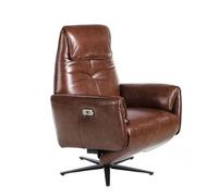 Angel Cerda Swivel Armchair, Chocolate Leather, Electric Relax in Brown Angel Cerda Brown