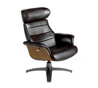 Angel Cerda Stylish Chocolate Brown Leather Swivel Recliner Armchair