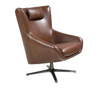 Angel Cerda Cognac Brown Leather Swivel Armchair