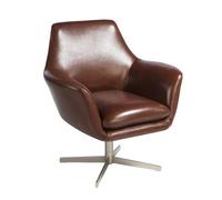 Angel Cerda Cognac Brown Leather Swivel Armchair
