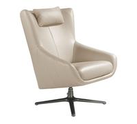 Angel Cerda Contemporary Grey Taupe Leather Swivel Armchair