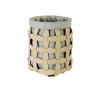 Angel Cerda Cylindrical Decorative Storage Basket In Sand-Coloured Regenerated Leather
