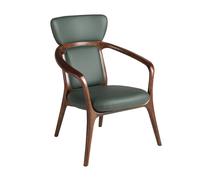 Angel Cerda Dark Green Leatherette Armchair with Walnut Wood Legs Angel Cerda Dark Green