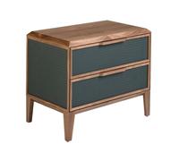 Angel Cerda Dark Green PVC Bedside Table with Walnut Veneer Legs Angel Cerda Green