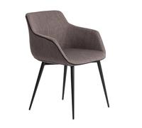 Angel Cerda Dark Grey Fabric Dining Chair with Armrests & Black Angel Cerda Dark Grey