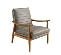 Angel Cerda Dark Grey Cowhide Leather Armchair with Honey Wood Angel Cerda Dark Grey