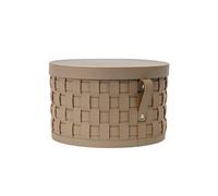 Angel Cerda Round Decorative Storage Basket In Dark Mink Regenerated Leather With Lid