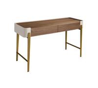 Angel Cerdá Desk in Walnut, Beige and Golden Polished Steel 7186