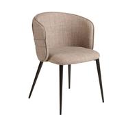 Angel Cerda Dining Chair, Brown Fabric, Matte Black Steel Legs in Light Tan Angel Cerda Light Tan