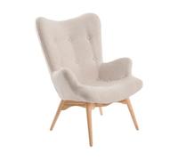 Angel Cerda Beige Fabric Armchair with Ash Wood Legs Angel Cerda Beige