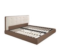 Angel Cerda Elegant Brown Fabric And Leatherette Upholstered Bed For Modern Bedrooms