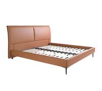 Angel Cerda Elegant Brown Leatherette Bed With Unique Headboard