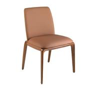 Angel Cerda Elegant Brown Leatherette Dining Chair With Walnut Legs