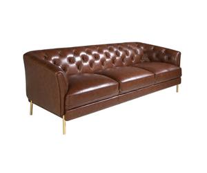 Angel Cerda Elegant Chester 3-Seater Sofa In Cognac Brown Leather