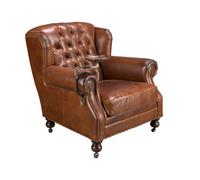 Angel Cerda Elegant Cognac Brown Leather Chester Armchair For Modern Living Spaces
