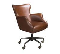 Angel Cerda Elegant Dark Brown Leather Swivel Armchair For Modern Workspaces