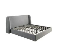 Angel Cerda Elegant Dark Grey Fabric Bed With Unique Headboard
