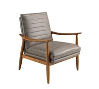 Angel Cerda Elegant Dark Grey Leather Armchair With Honey-Colored Legs