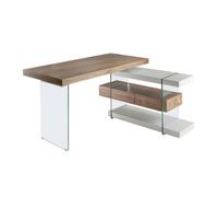 Angel Cerda Walnut-Veneer Writing Desk with Tempered Glass Legs in Brown Angel Cerda Brown
