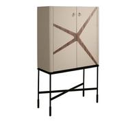 Angel Cerda High Sideboard, Mink Faux Leather, Walnut, Black Steel Legs, 90 x 150 cm in Beige Angel Cerda Beige 90 x 150 cm