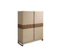 Angel Cerda Elegant High Sideboard In Leather, Walnut, And Polished Steel