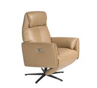 Angel Cerda Sand Leather Electric Recliner - Swivel Armchair in Light Sand Angel Cerda Light Sand